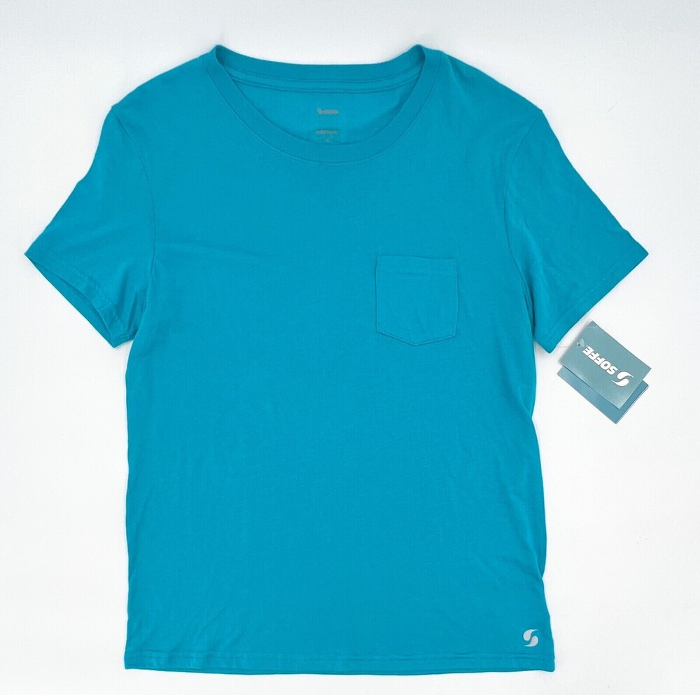 NEW Soffe Shirt Womens Small Teal Blue T-Shirt Tee Pocket Casual Pullover
